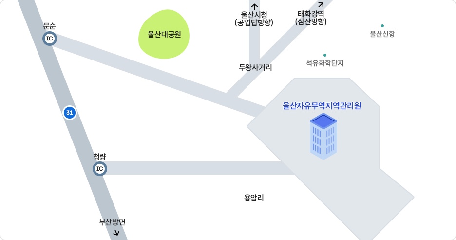 울산광역시 울주군 청량읍 처용산업3길 162 (우:44988) 울산자유무역지역 약도 이미지