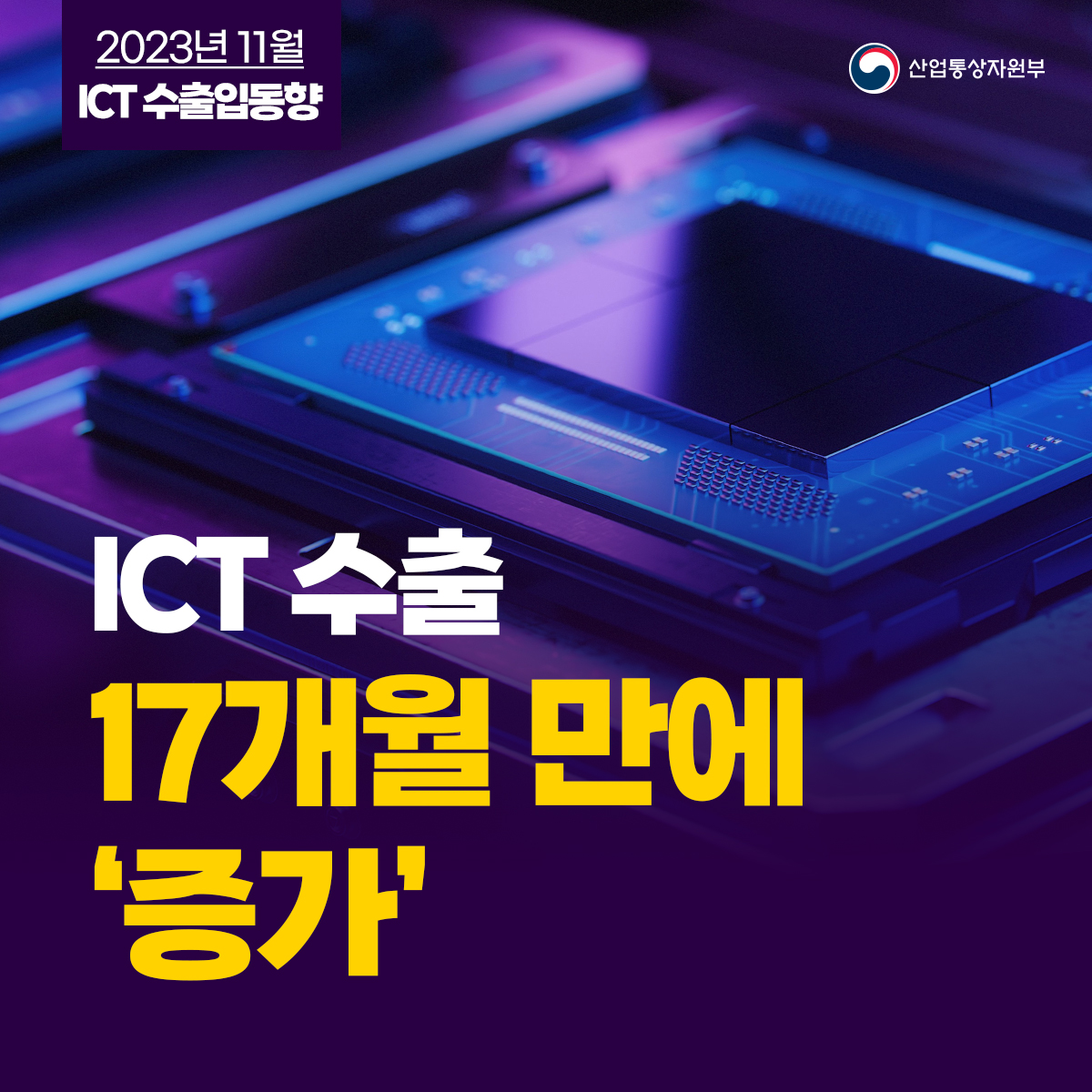 2023년 11월 ICT 수출입동향 산업통상자원부
ICT 수출 17개월 만에 '증가'