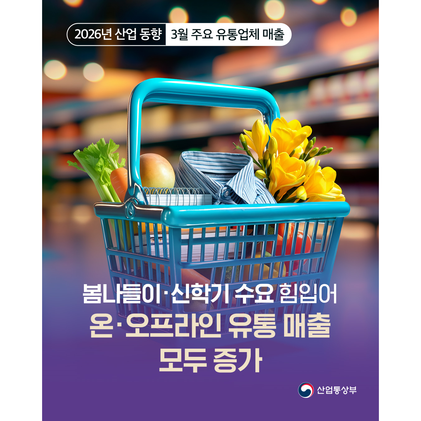 2026년 산업 동향 : 3월 주요 유통업체 매출

봄나들이·신학기 수요 힘입어
온‧오프라인 유통 매출 모두 증가
