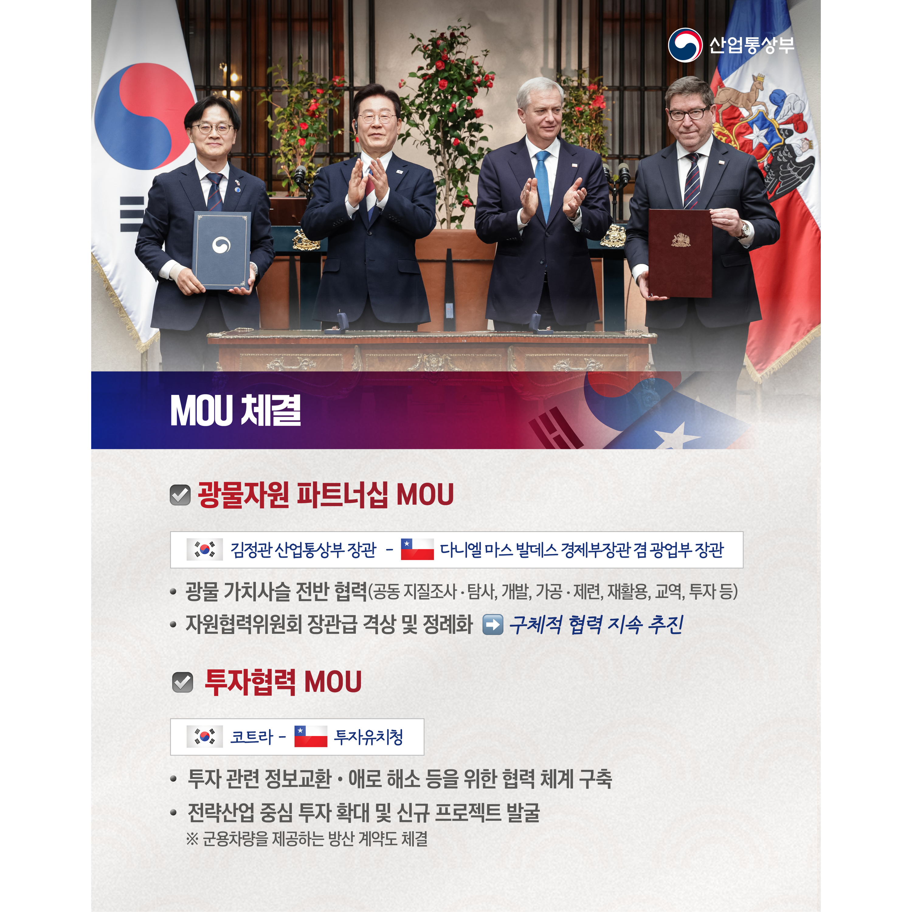 한국-칠레, 핵심광물‧투자‧방산 협력 확대!2