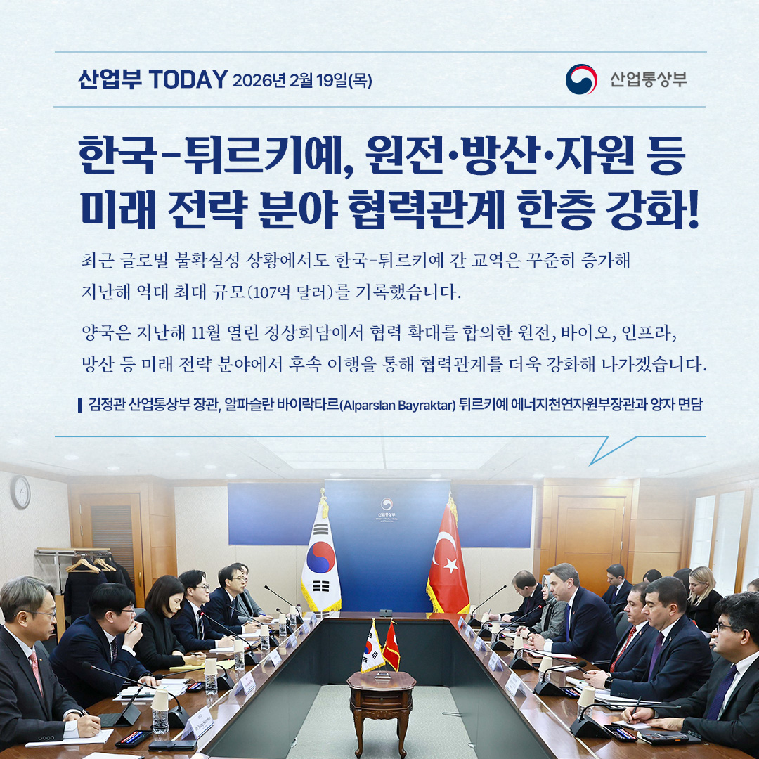 한국-튀르키예, 원전·방산·자원 등 미래 전략 분야 협력관계 한층 강화